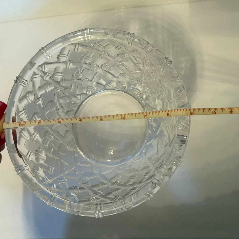 TIFFANY & CO. BOWL CRYSTAL 9” BAMBOO LATTICE SIGNED DISCONTINUED VINTAGE
